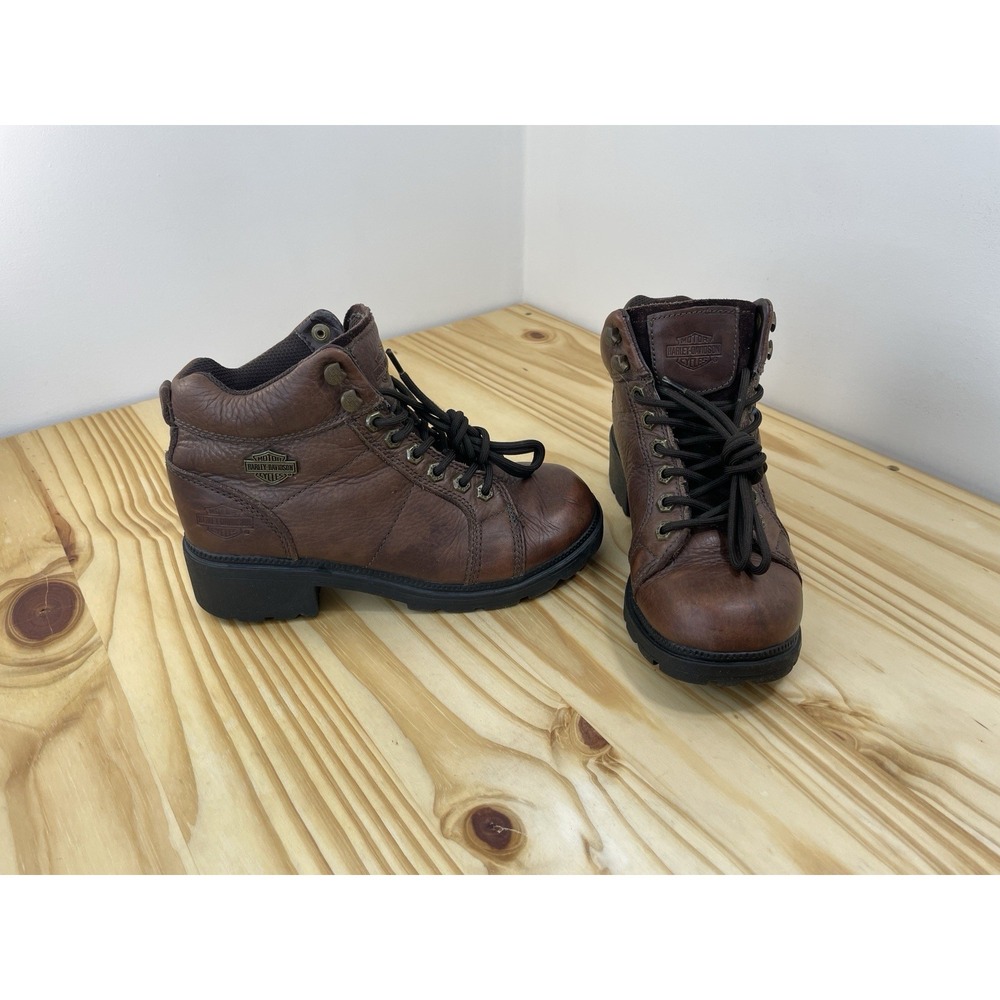 Harley Davidson Womens Size 6.5 Tyler Brown Leather Lace Up Chukka Biker Boots